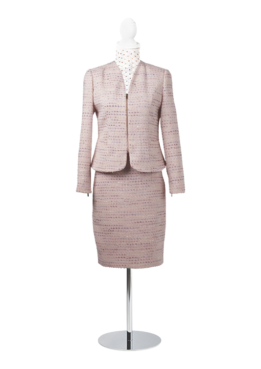 CBK Suits Cartier Zipper Tweed Suit Cherry Blossom