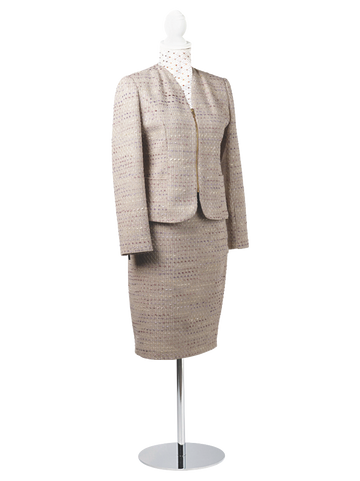 CBK Suits Cartier Zipper Tweed Suit Taupe