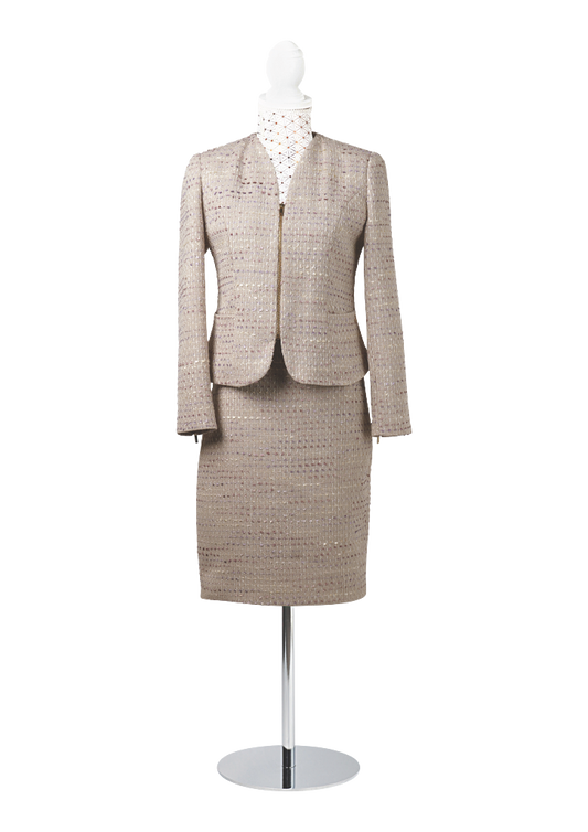 CBK Suits Cartier Zipper Tweed Suit Taupe