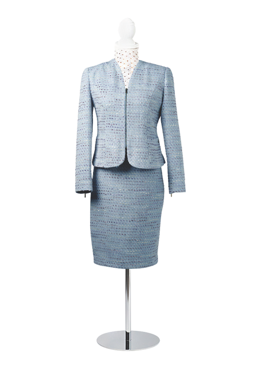 CBK Suits Cartier Zipper Tweed Suit Ocean Blue