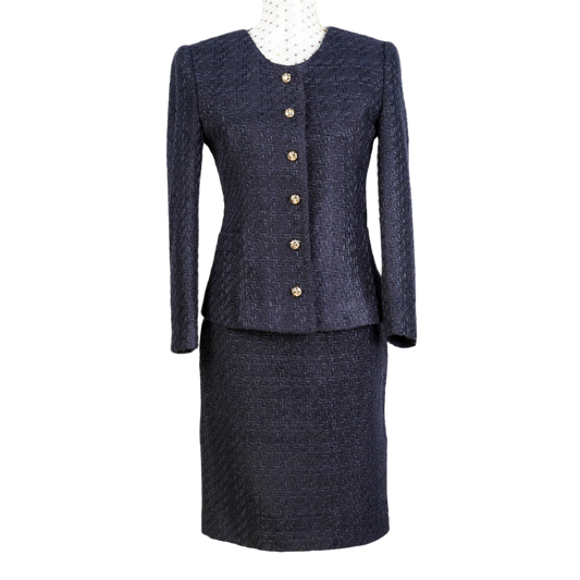 CBK Suits New Tweed Look Blazer - Navy