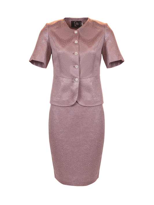 CBK Suits Bibi Short Sleeve Light Pink With Rhinestone