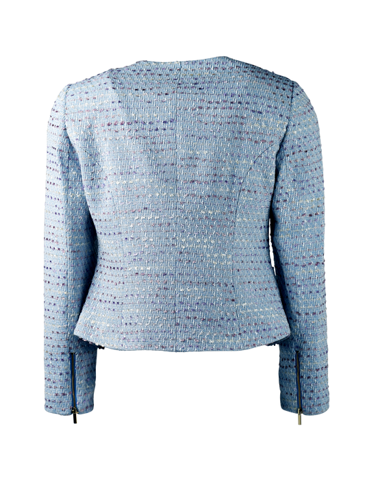 CBK Suits Cartier Zipper Tweed Blazer Ocean Blue