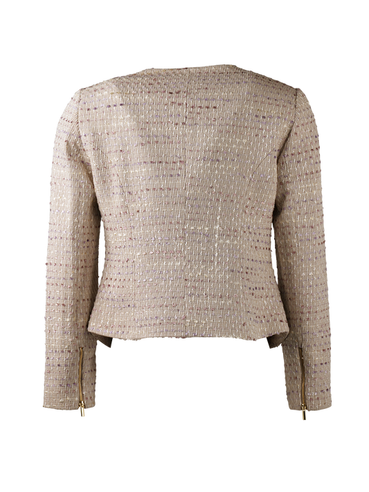 CBK Suits Cartier Zipper Tweed Blazer Taupe