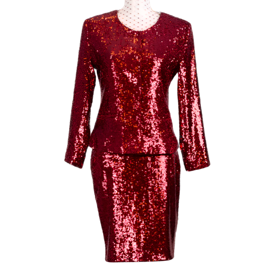 CBK Suits Erva sequin suit bordeaux